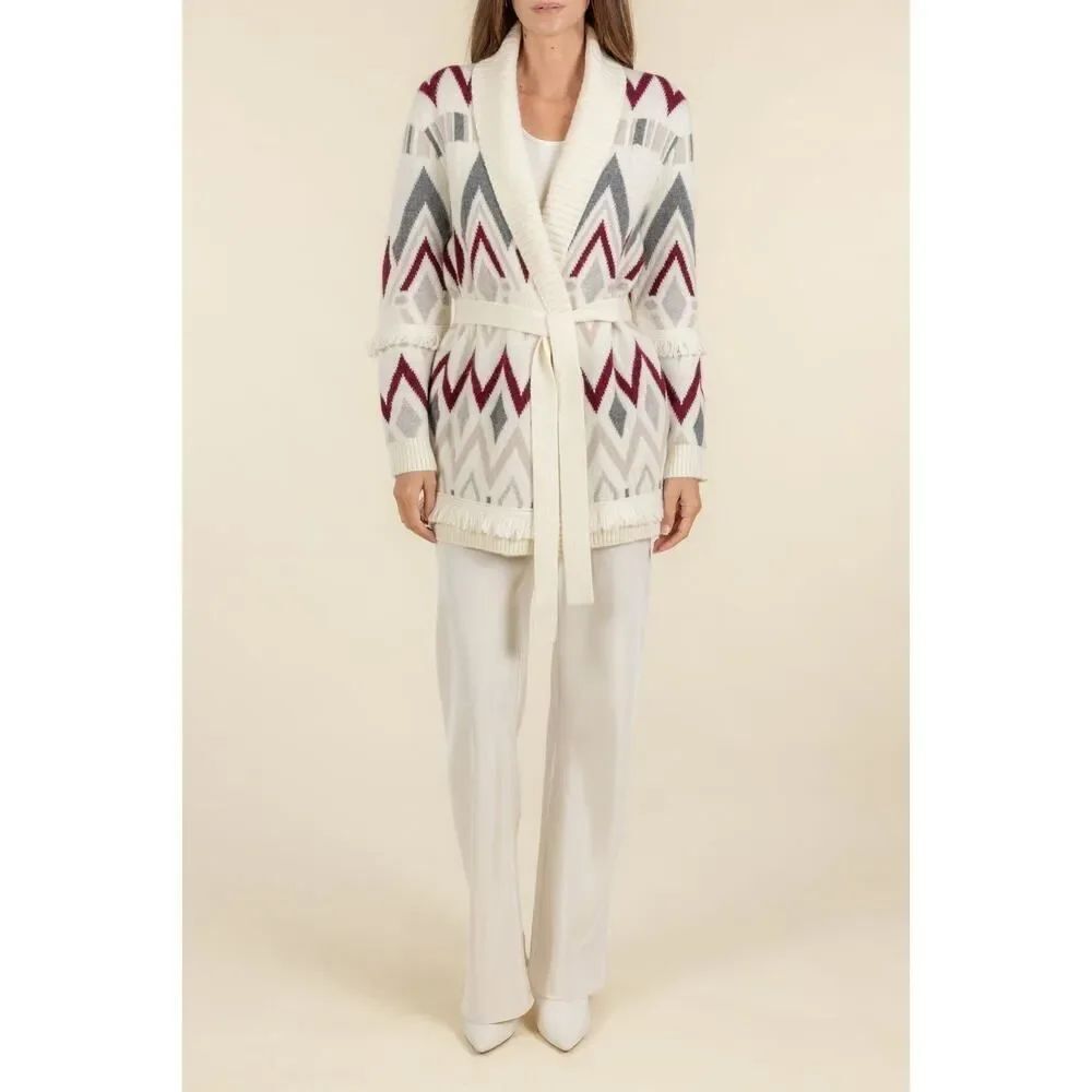 TSE cashmere JACQUARD INTARSIA CARDIGAN M